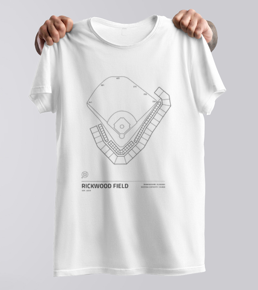 Rickwood Field Stadium Birmingham Alabama Est 1910 Diagram Layout T-Shirt