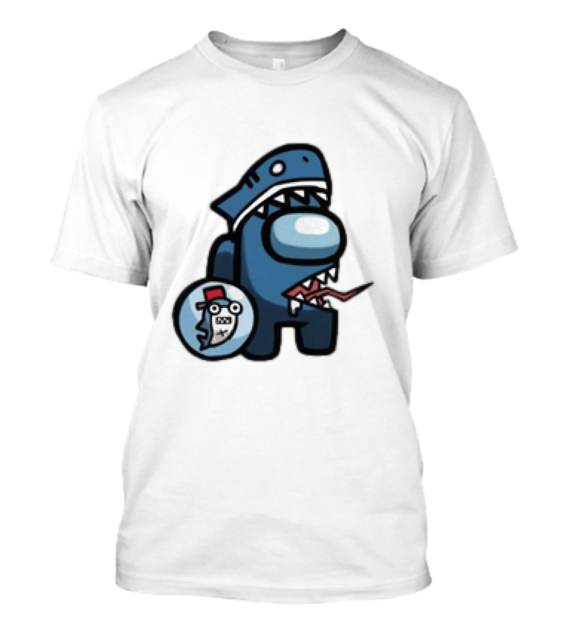 Gawr Gura Peeker Shark Hat Cute Shrimp Among Us Hololive Crossover T-Shirt