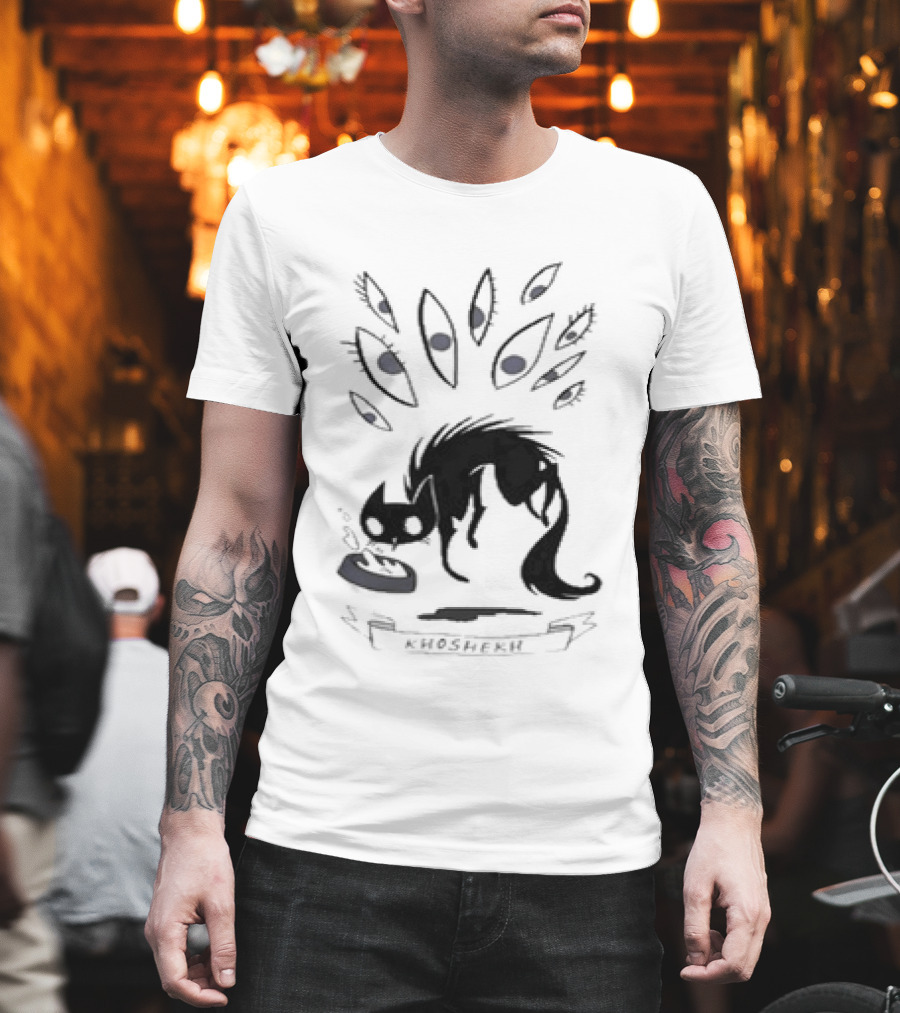 Khoshekh The Cat Surrounded By Floating Eyes And Feeding Bowl T-Shirt