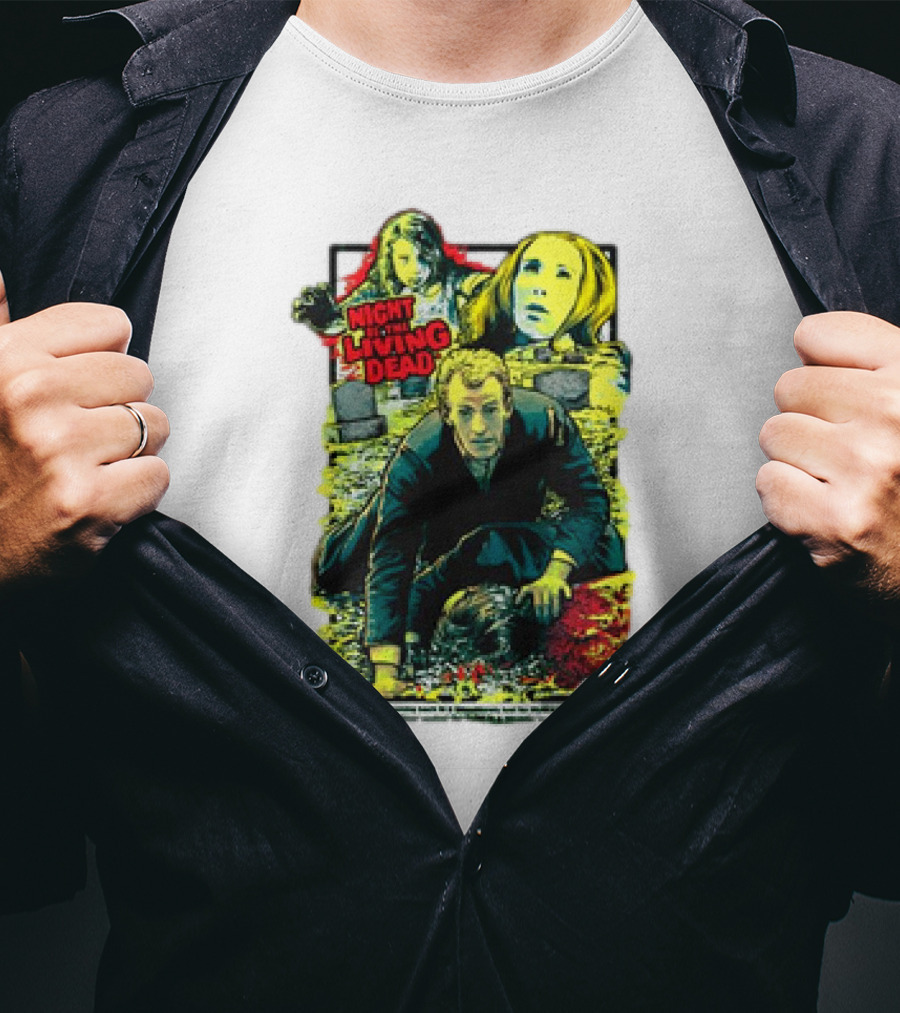 Night Of The Living Dead Classic Horror Scene With Surrounded By Death Faces T-Shirt