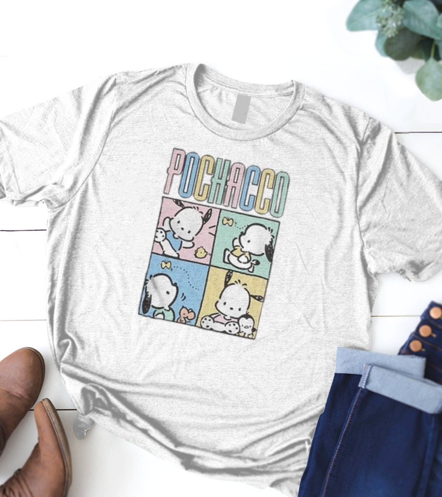 POCHACCO Pastel Grid Cute Comics Panel Series T-Shirt
