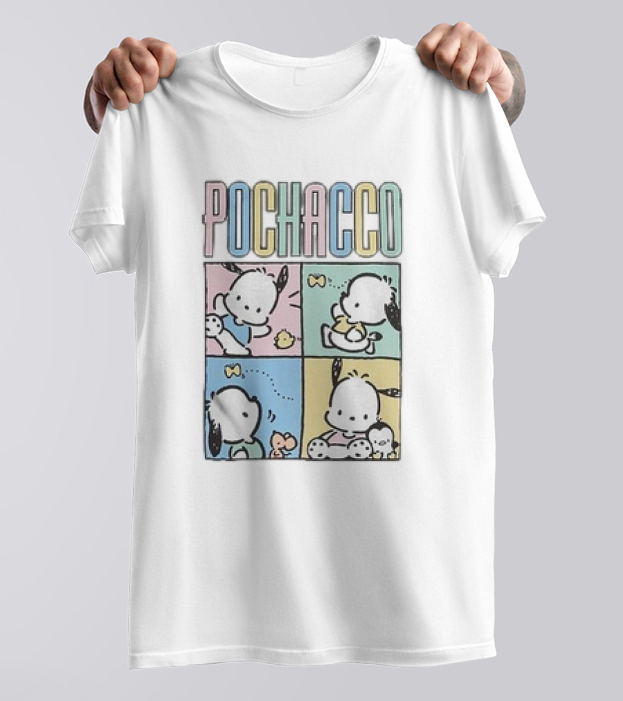 POCHACCO Pastel Grid Cute Comics Panel Series T-Shirt