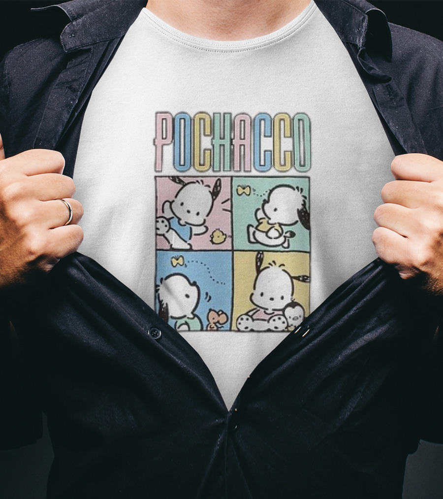 POCHACCO Pastel Grid Cute Comics Panel Series T-Shirt