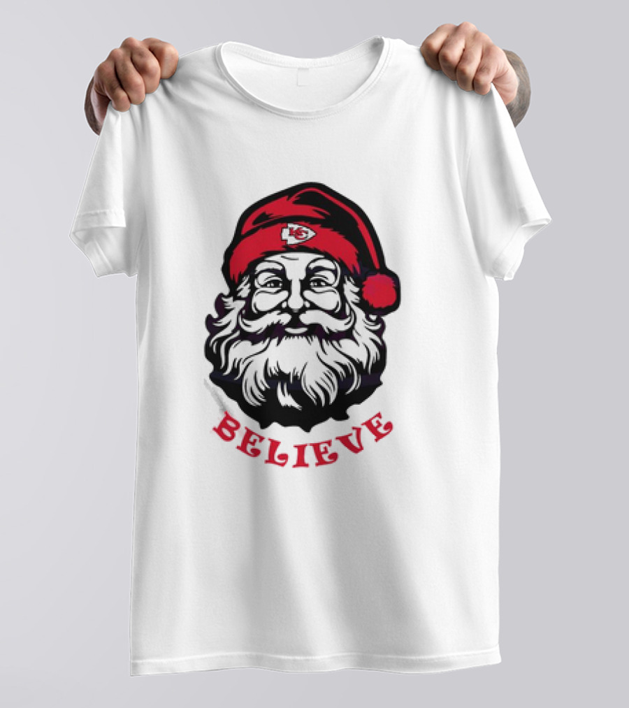 Santa Claus Believe Kansas City Chiefs Christmas T-Shirt