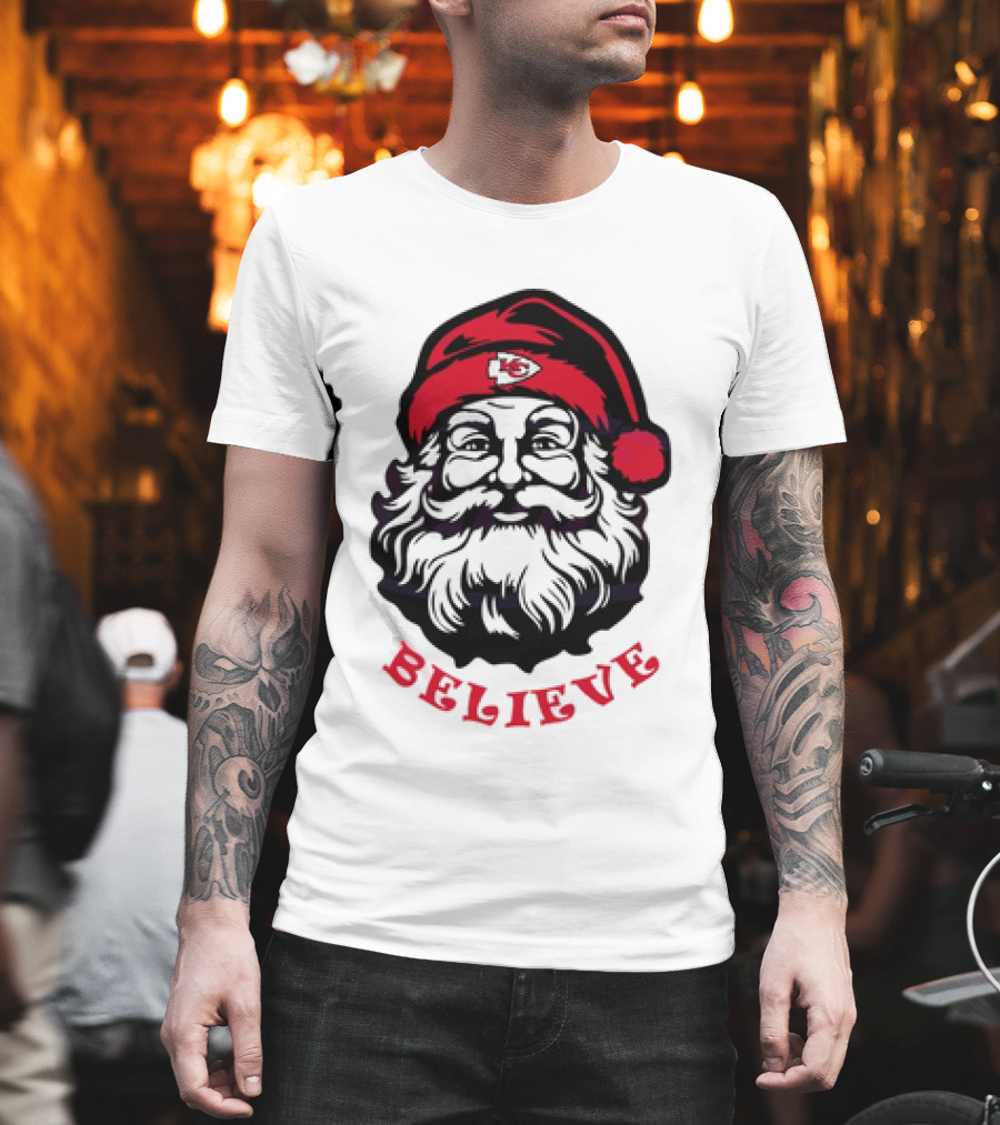 Santa Claus Believe Kansas City Chiefs Christmas T-Shirt