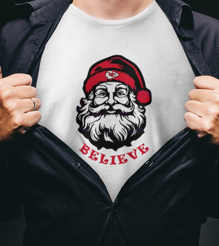 Santa Claus Believe Kansas City Chiefs Christmas T-Shirt