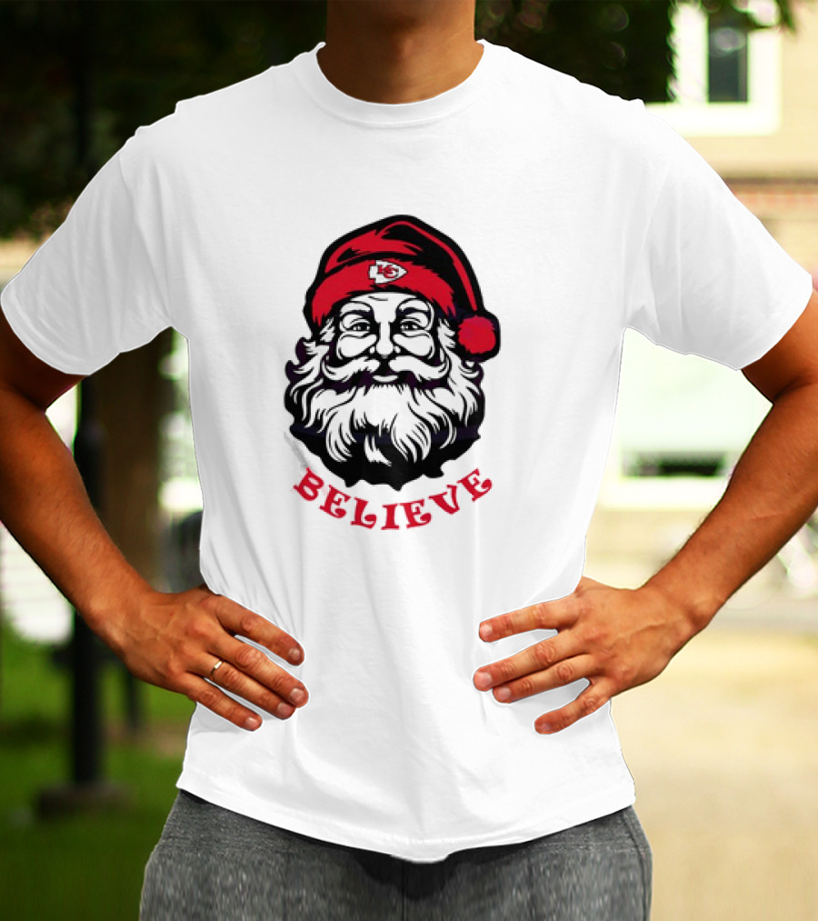 Santa Claus Believe Kansas City Chiefs Christmas T-Shirt