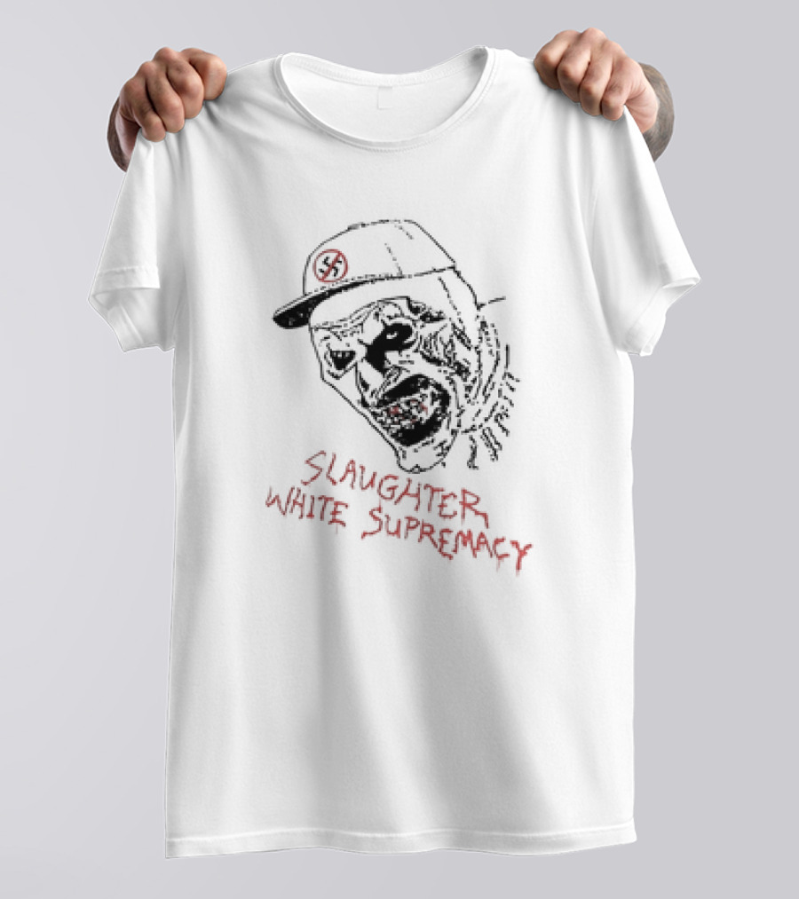 Slaughter White Supremacy Zombie Face Anti-Swastika Cap T-Shirt