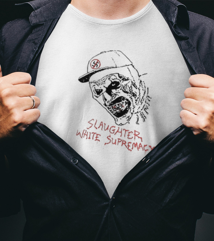 Slaughter White Supremacy Zombie Face Anti-Swastika Cap T-Shirt