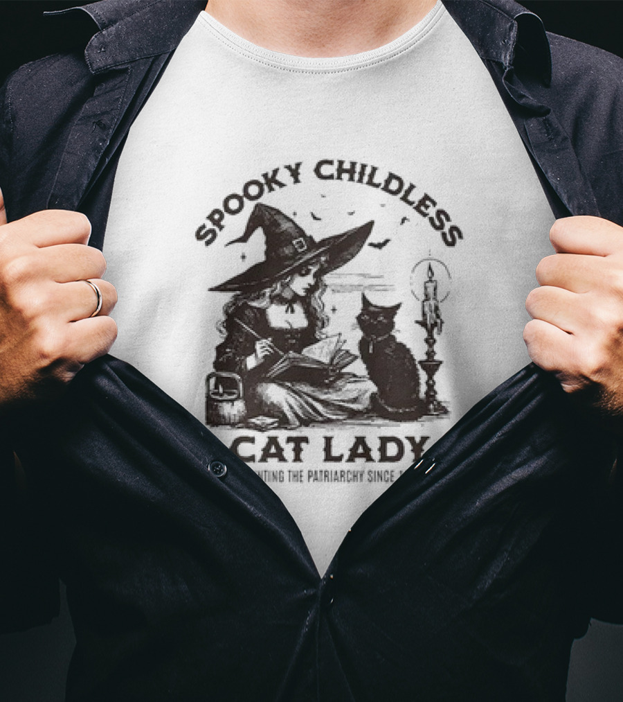 Spooky Childless Cat Lady Witch Haunting The Patriarchy Since 1920 T-Shirt