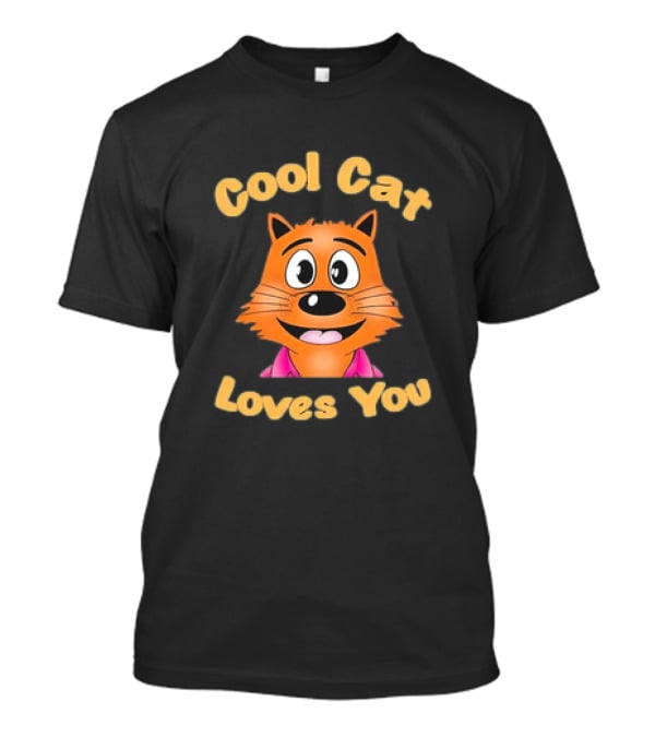 Cool Cat Loves You Smiling Orange Cartoon Face T-Shirt