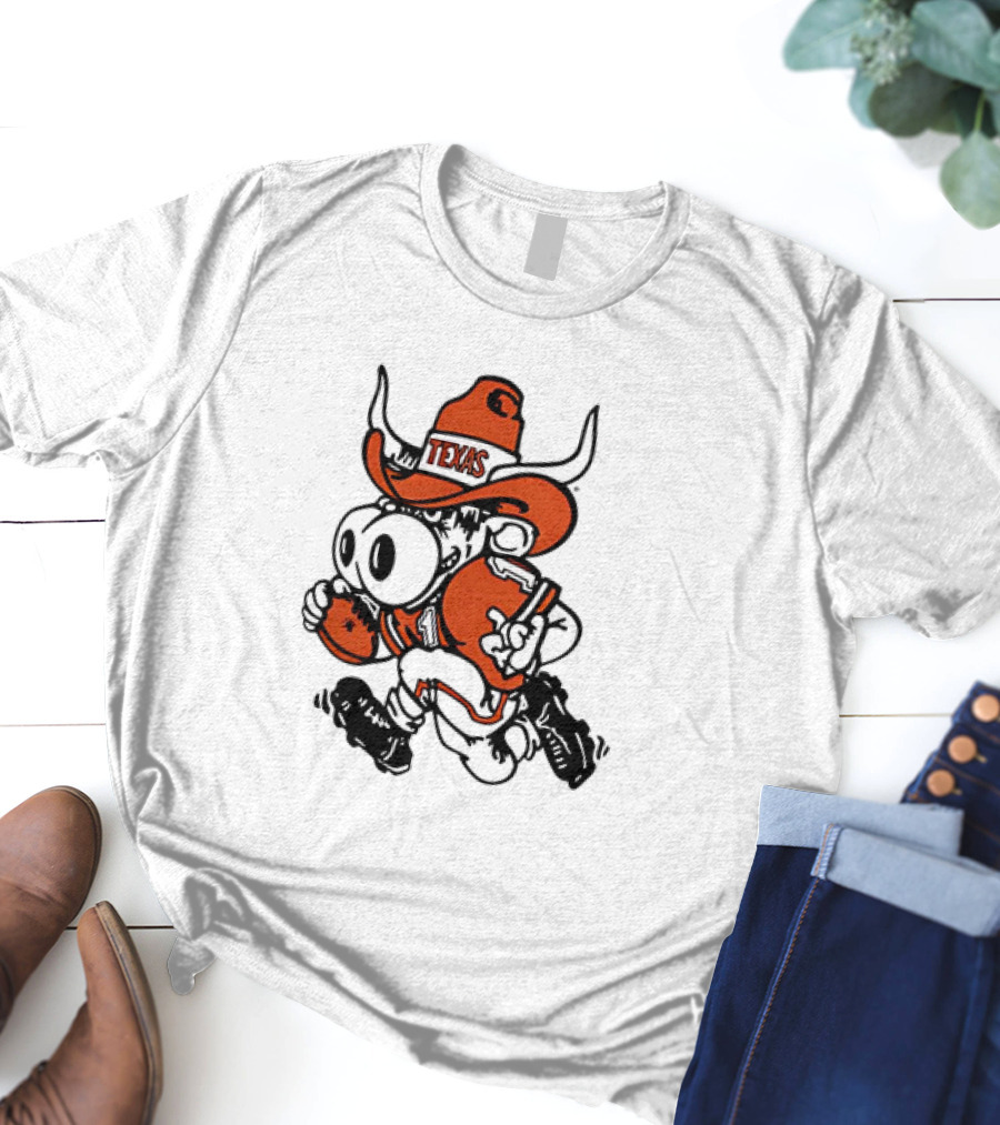 Bevo Texas Longhorn Football Mascot Running Cowboy Hat T-Shirt