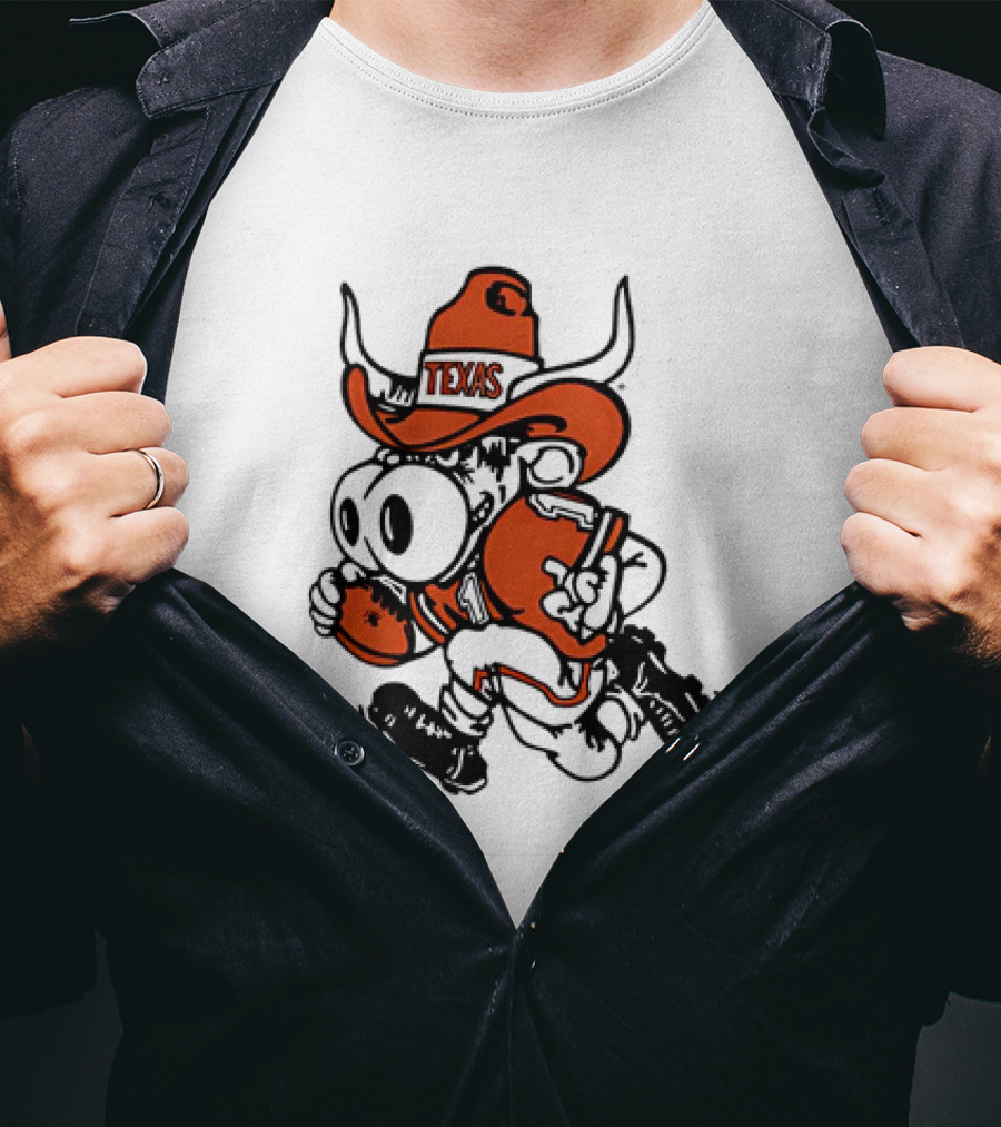 Bevo Texas Longhorn Football Mascot Running Cowboy Hat T-Shirt