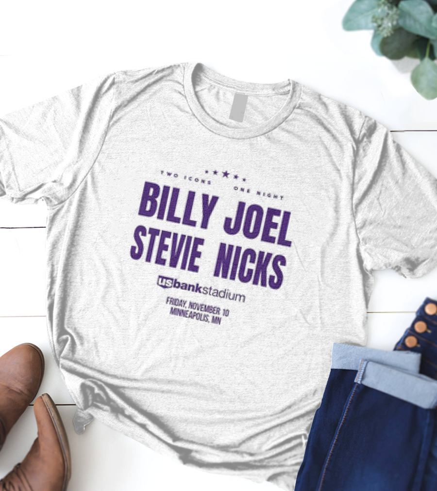 Billy Joel Stevie Nicks Two Icons One Night Us Bank Stadium Friday November 10 Minneapolis MN T-Shirt
