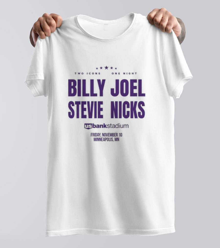 Billy Joel Stevie Nicks Two Icons One Night Us Bank Stadium Friday November 10 Minneapolis MN T-Shirt