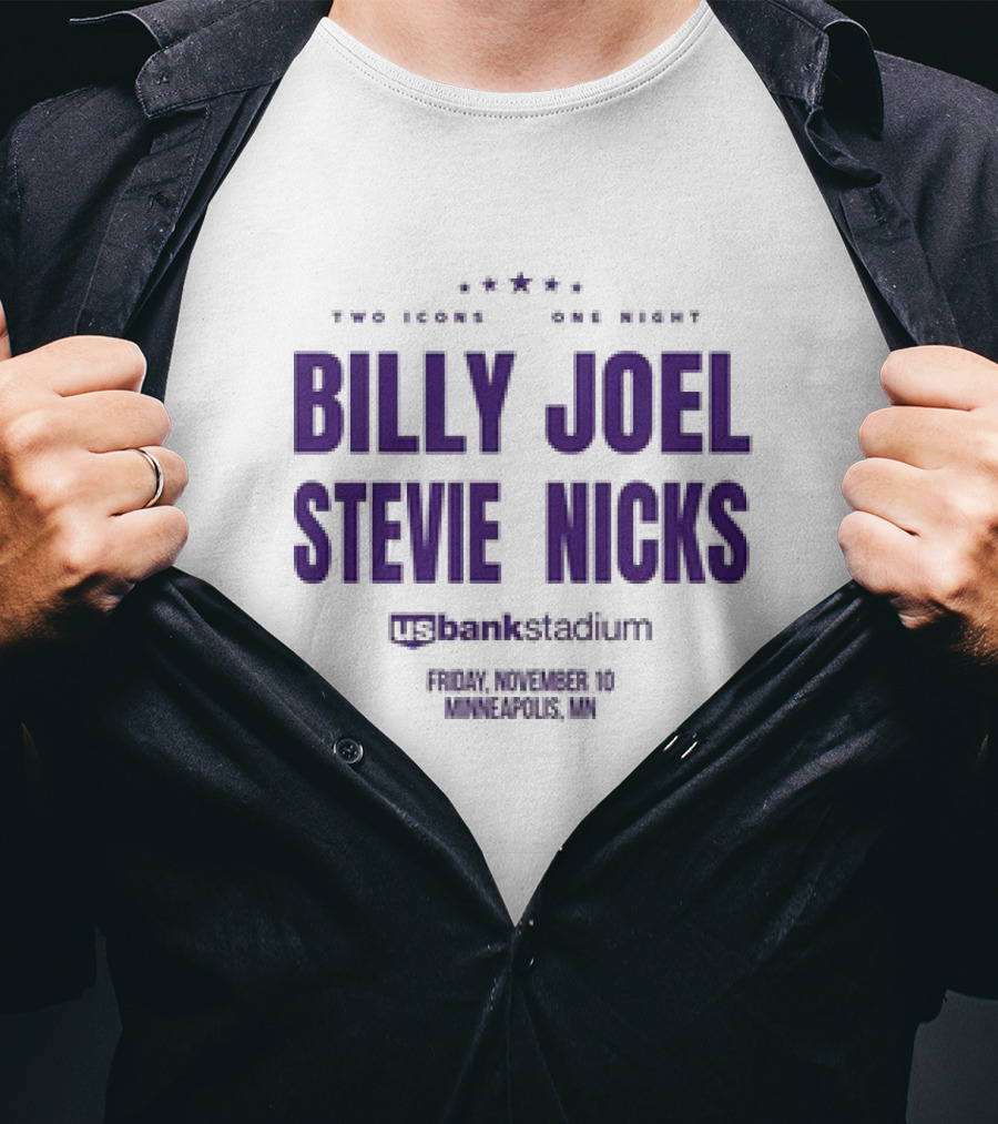 Billy Joel Stevie Nicks Two Icons One Night Us Bank Stadium Friday November 10 Minneapolis MN T-Shirt