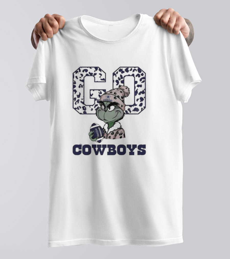 Grinch Leopard Go Cowboys Football Christmas Dallas Cowboys T-Shirt