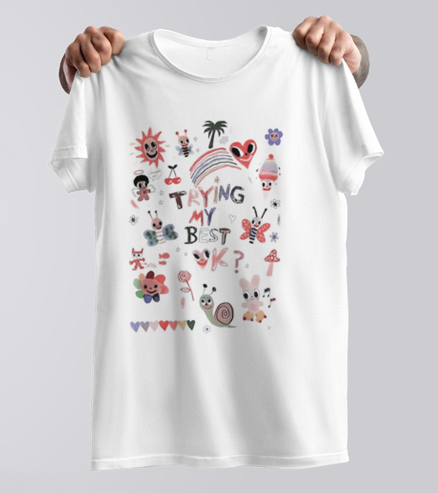 Trying My Best Ok Whimsical Icons And Rainbow T-Shirt
