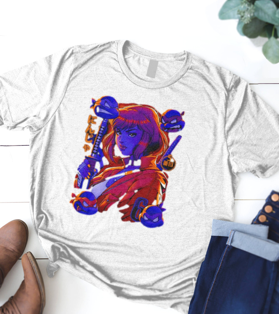 Ninja April O’Neil With Leonardo Raphael Donatello Michelangelo T-Shirt