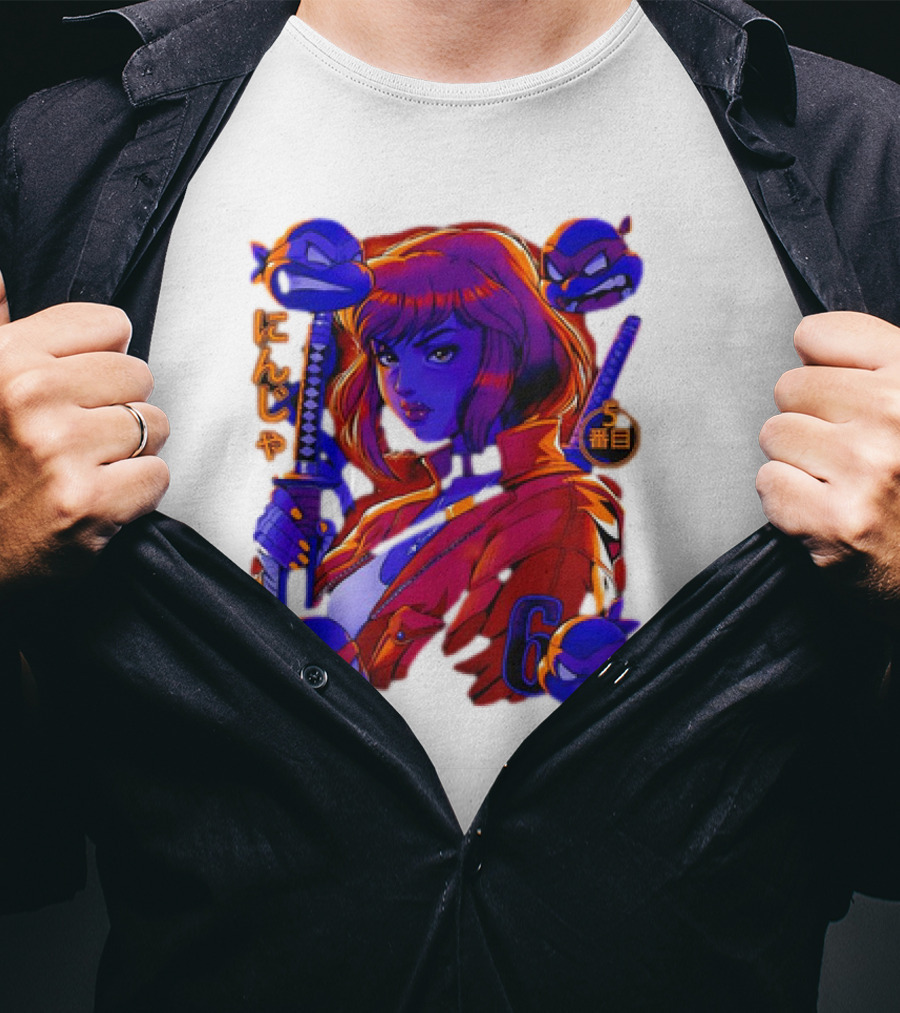 Ninja April O’Neil With Leonardo Raphael Donatello Michelangelo T-Shirt