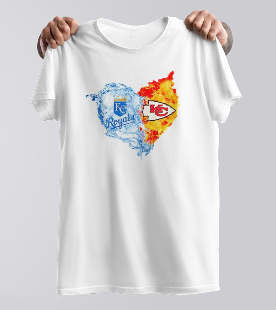 Kansas City Royals KC Chiefs Heart Water Fire T-Shirt