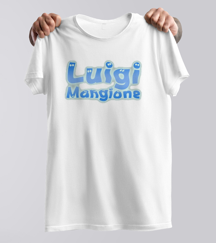 Luigi Mangione Blue Text With Eyes T-Shirt