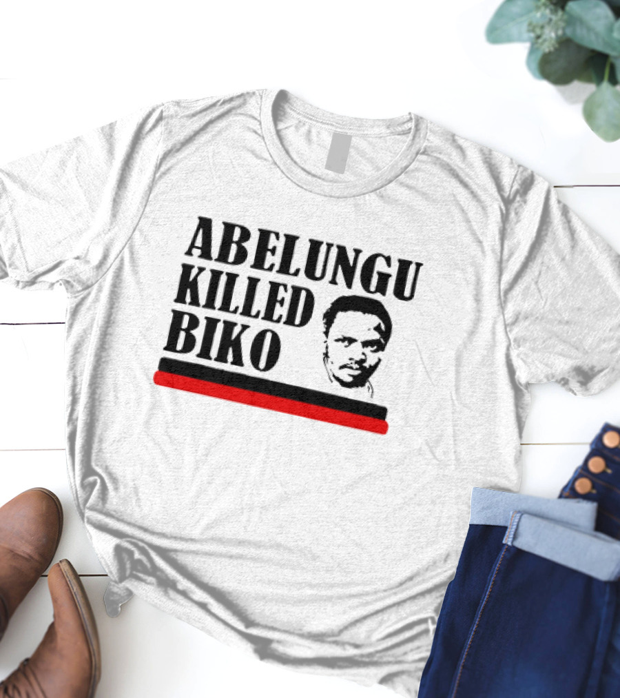 Abelungu Killed Biko Activist Portrait With Black And Red Lines T-Shirt