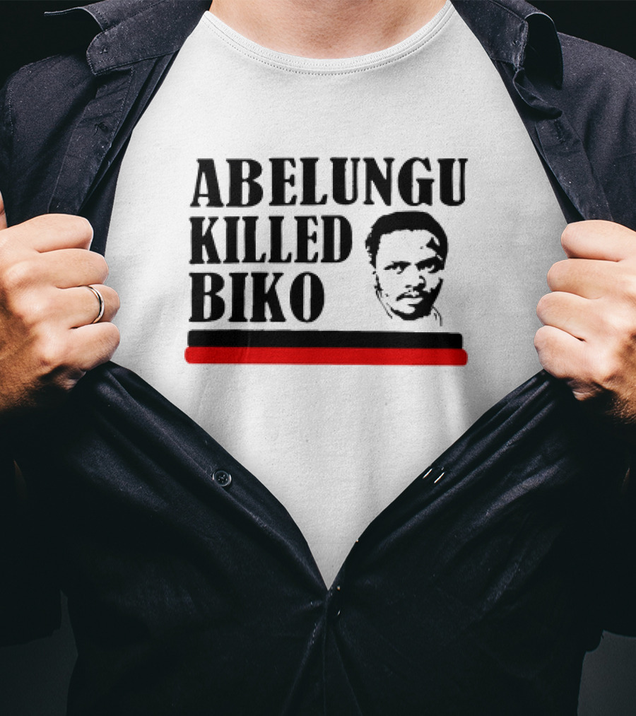 Abelungu Killed Biko Activist Portrait With Black And Red Lines T-Shirt
