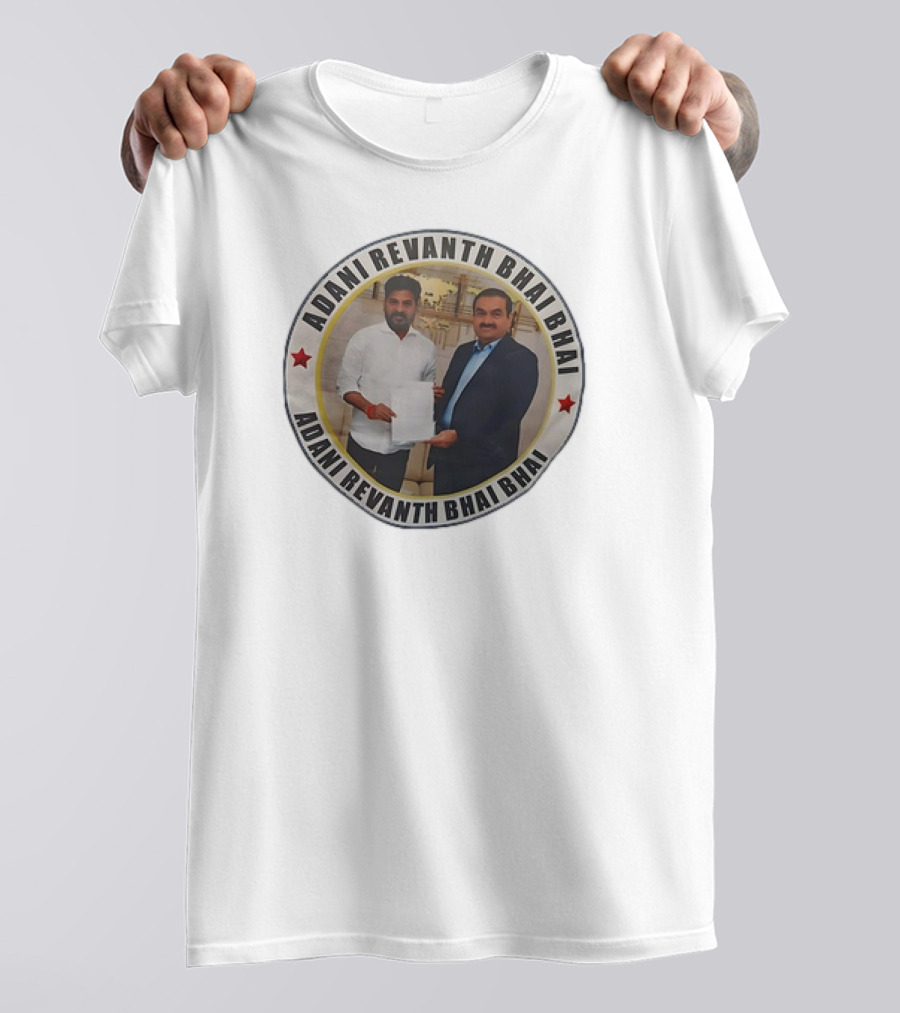 Adani Revanth Bhai Bhai Collaborative Meeting Circle Image T-Shirt