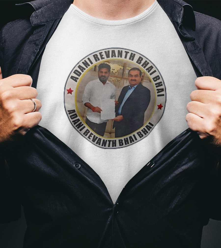 Adani Revanth Bhai Bhai Collaborative Meeting Circle Image T-Shirt