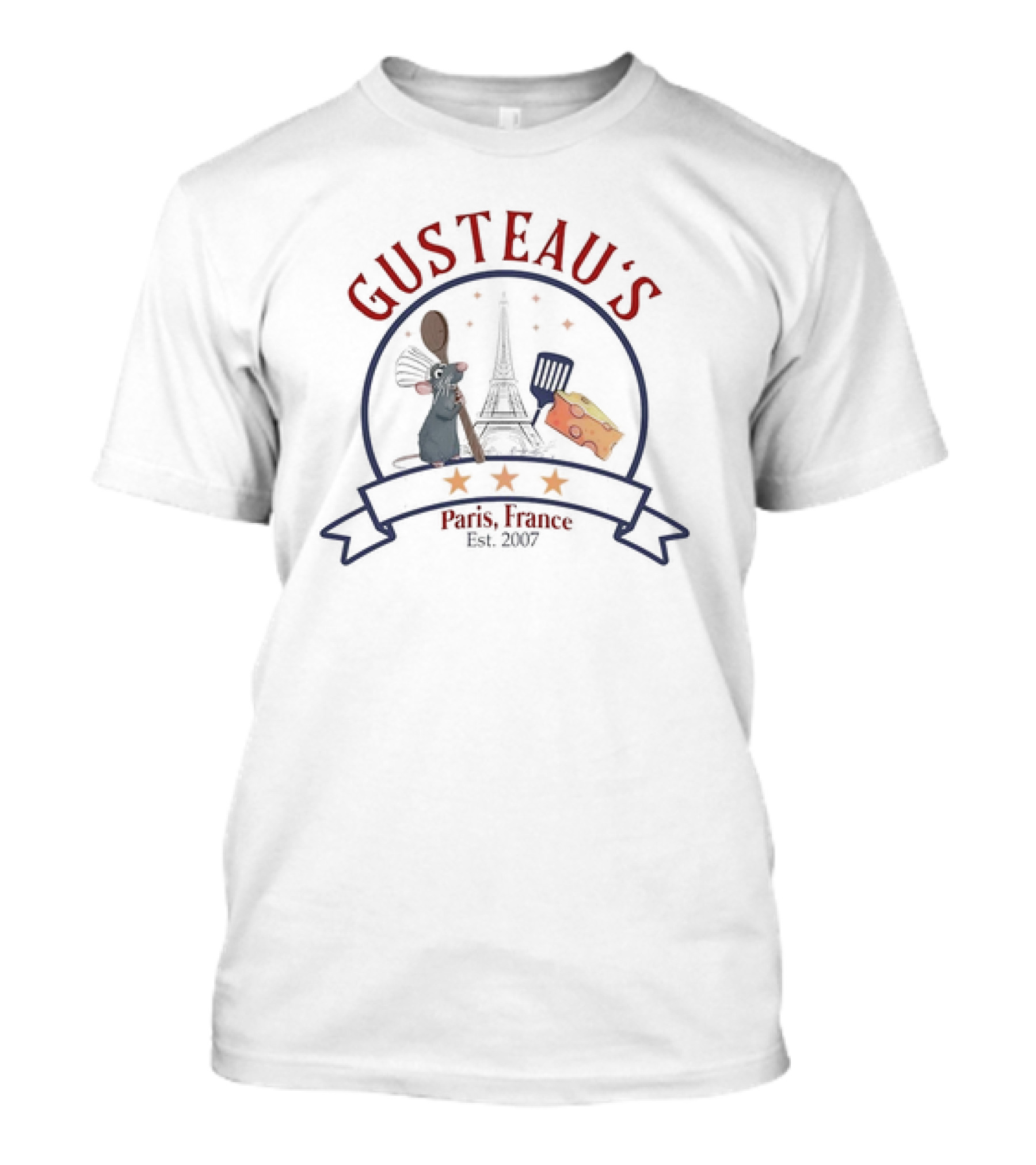 Gusteau’s Paris France Est 2007 Eiffel Tower Rat And Cheese Cooking Spoon T-Shirt