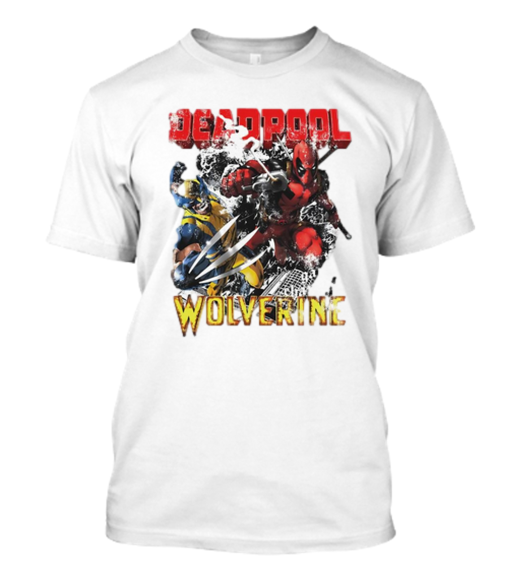 Deadpool Wolverine Cartoon Battle Clash T-Shirt