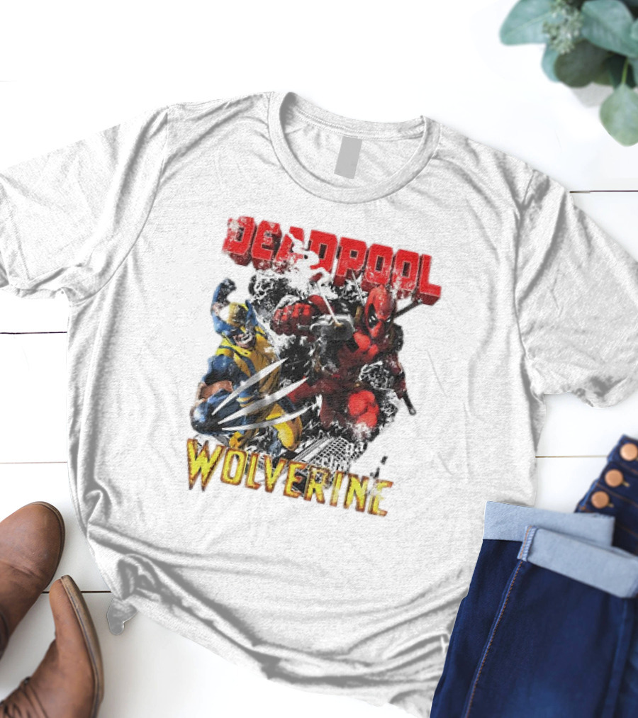 Deadpool Wolverine Cartoon Battle Clash T-Shirt