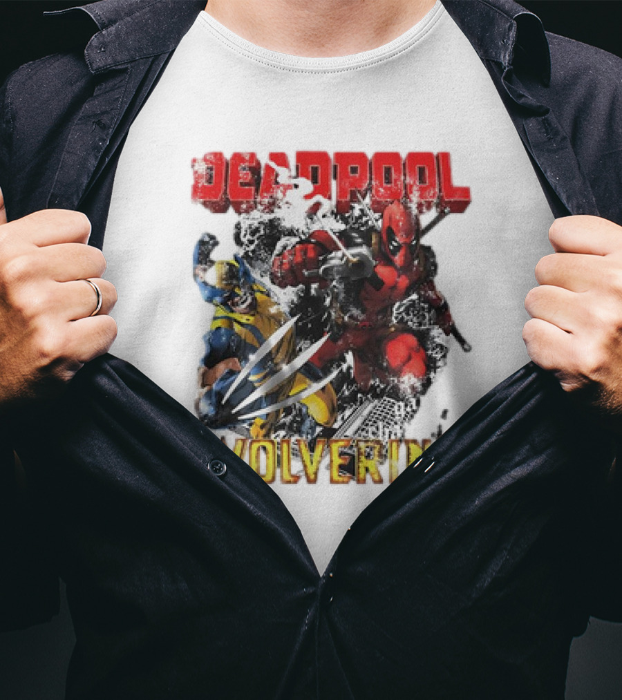 Deadpool Wolverine Cartoon Battle Clash T-Shirt