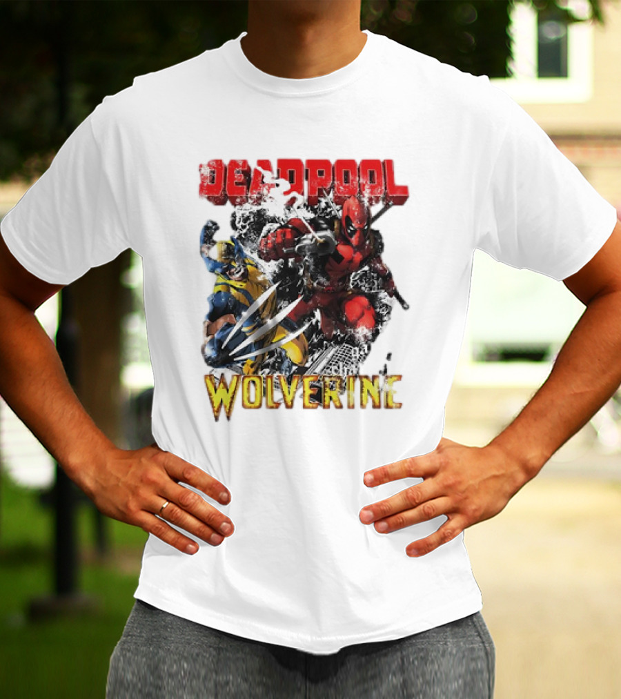 Deadpool Wolverine Cartoon Battle Clash T-Shirt