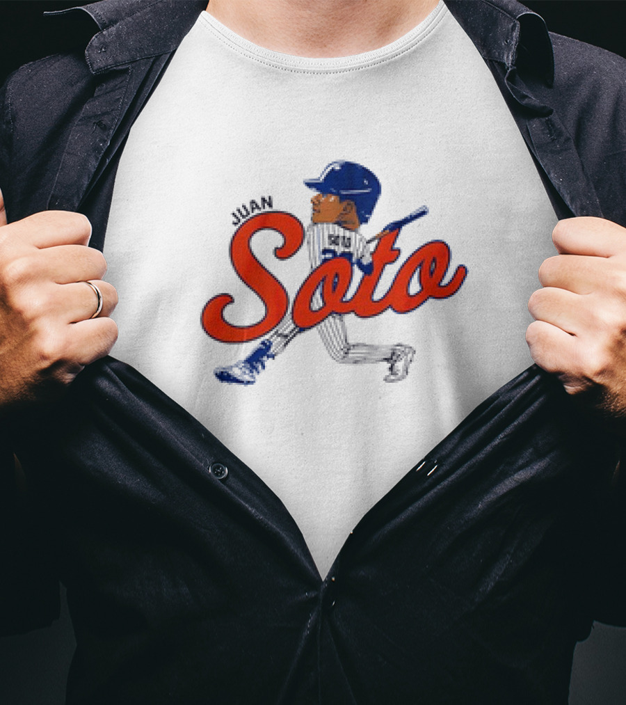 Juan Soto NYC MLBPA Licensed Queens Caricature T-Shirt