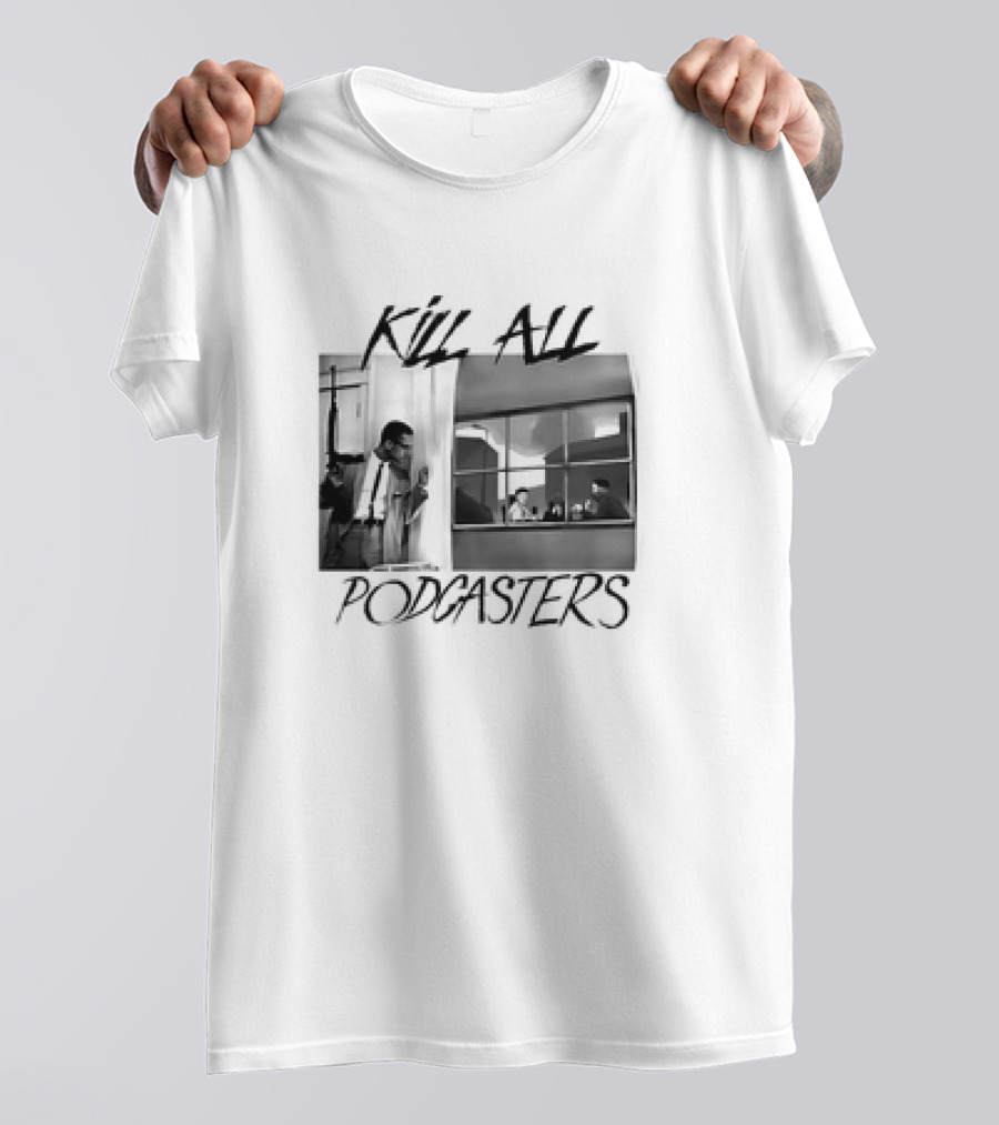 Kill All Podcasters Retro Noir Style Window Scene T-Shirt