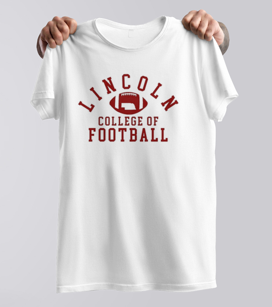 Lincoln College Of Football Emblem With Football T-Shirt
