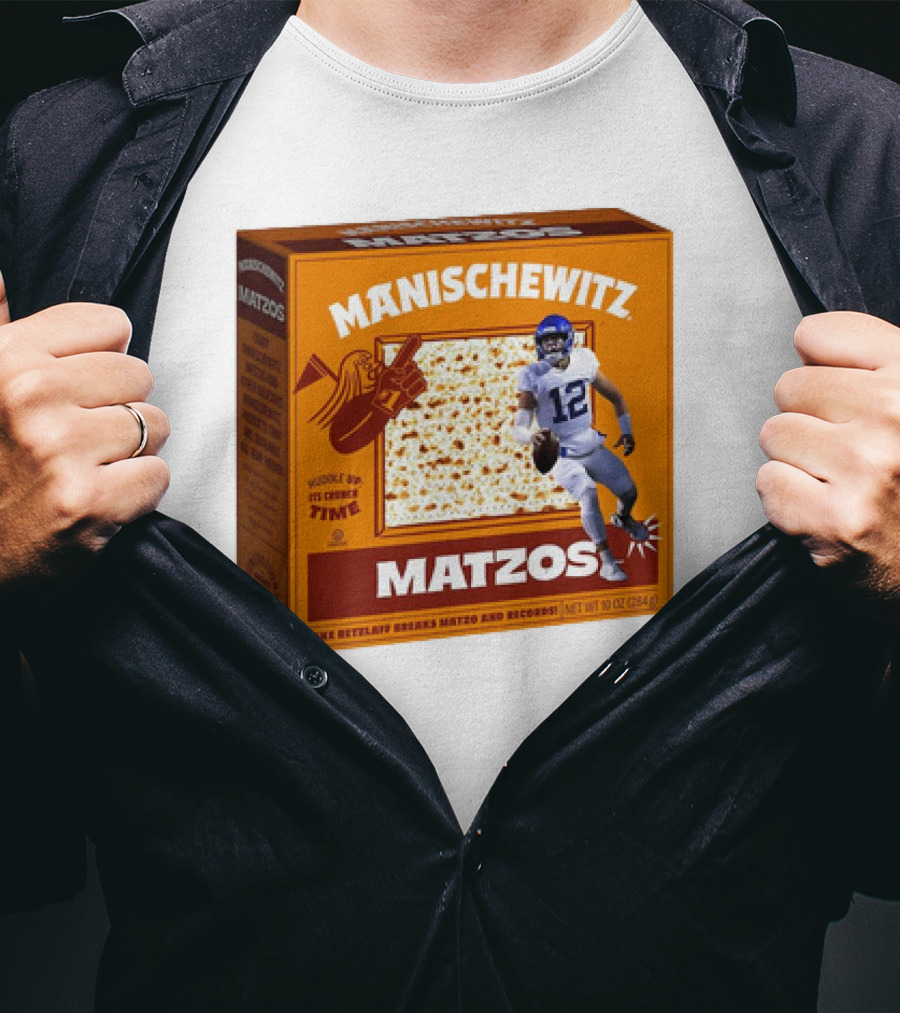 Manischewitz Matzos Jake Retzlaff Breaks Matzo And Records BYU Cougars Matzo Crunch Football T-Shirt