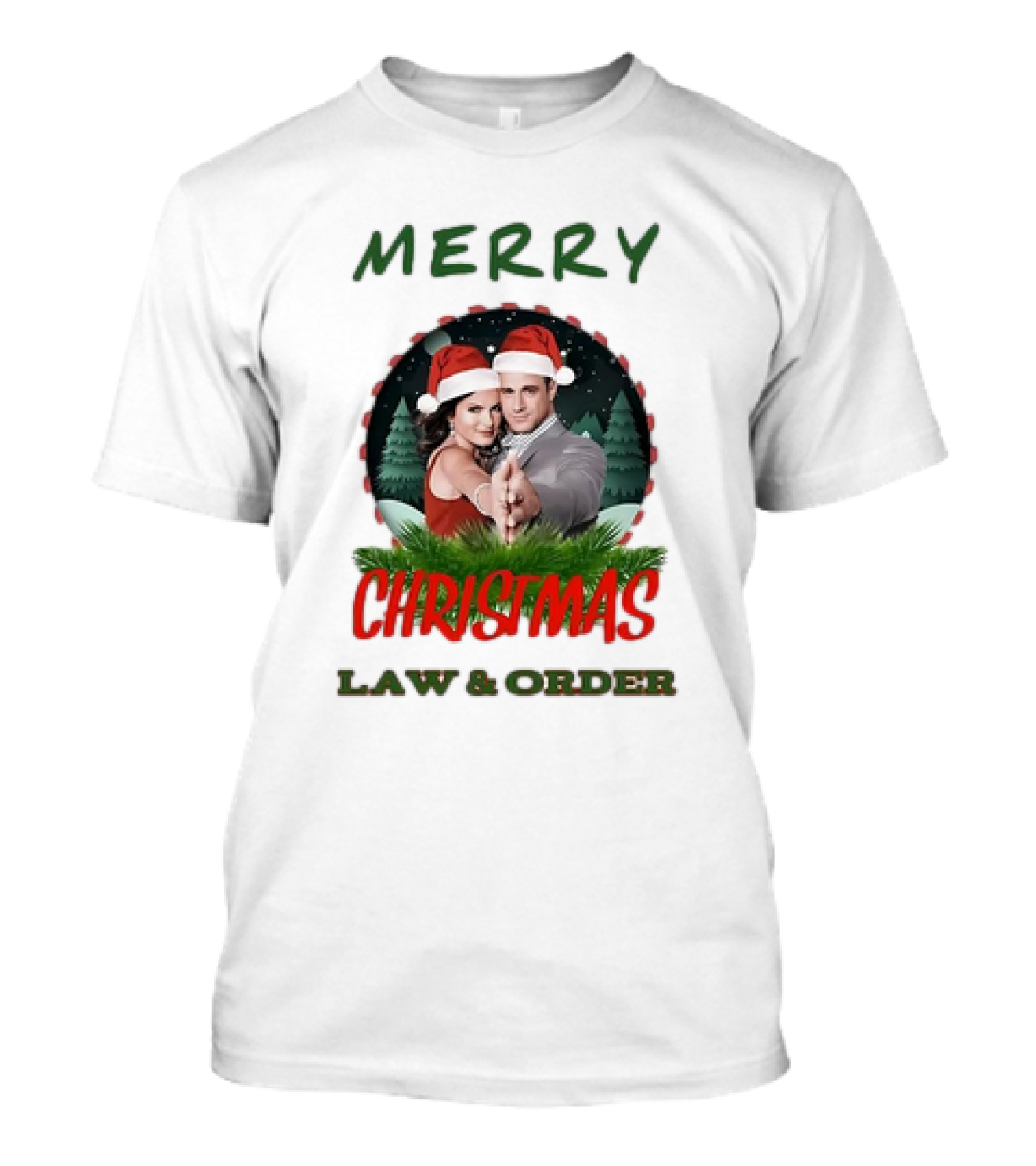 Merry Christmas Law And Order Santa Hats Holiday T-Shirt