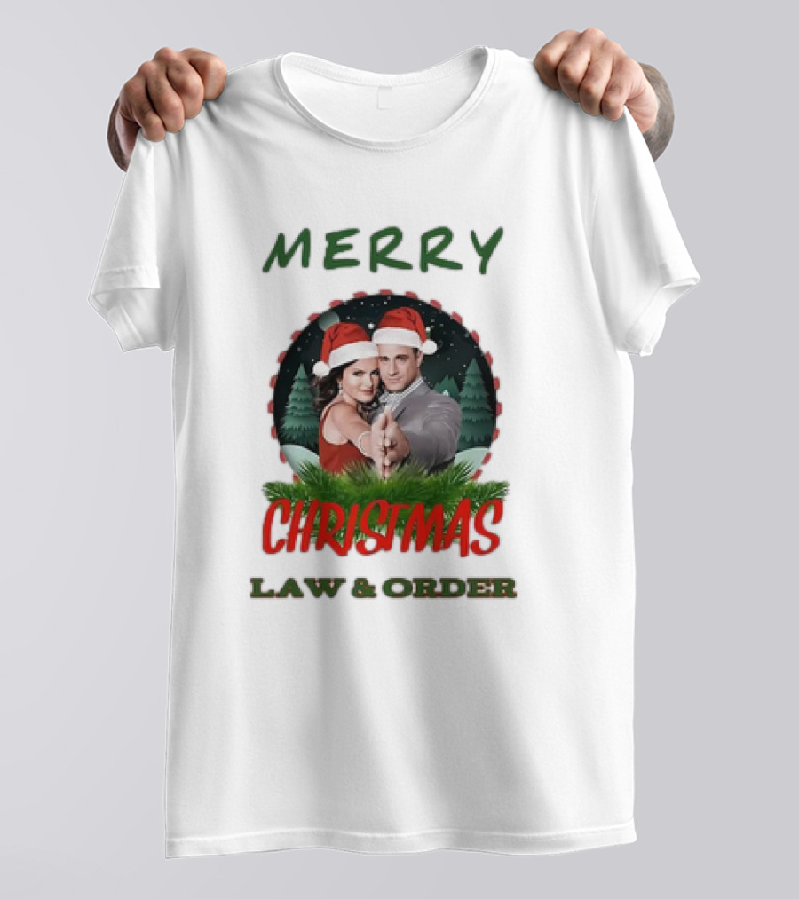 Merry Christmas Law And Order Santa Hats Holiday T-Shirt