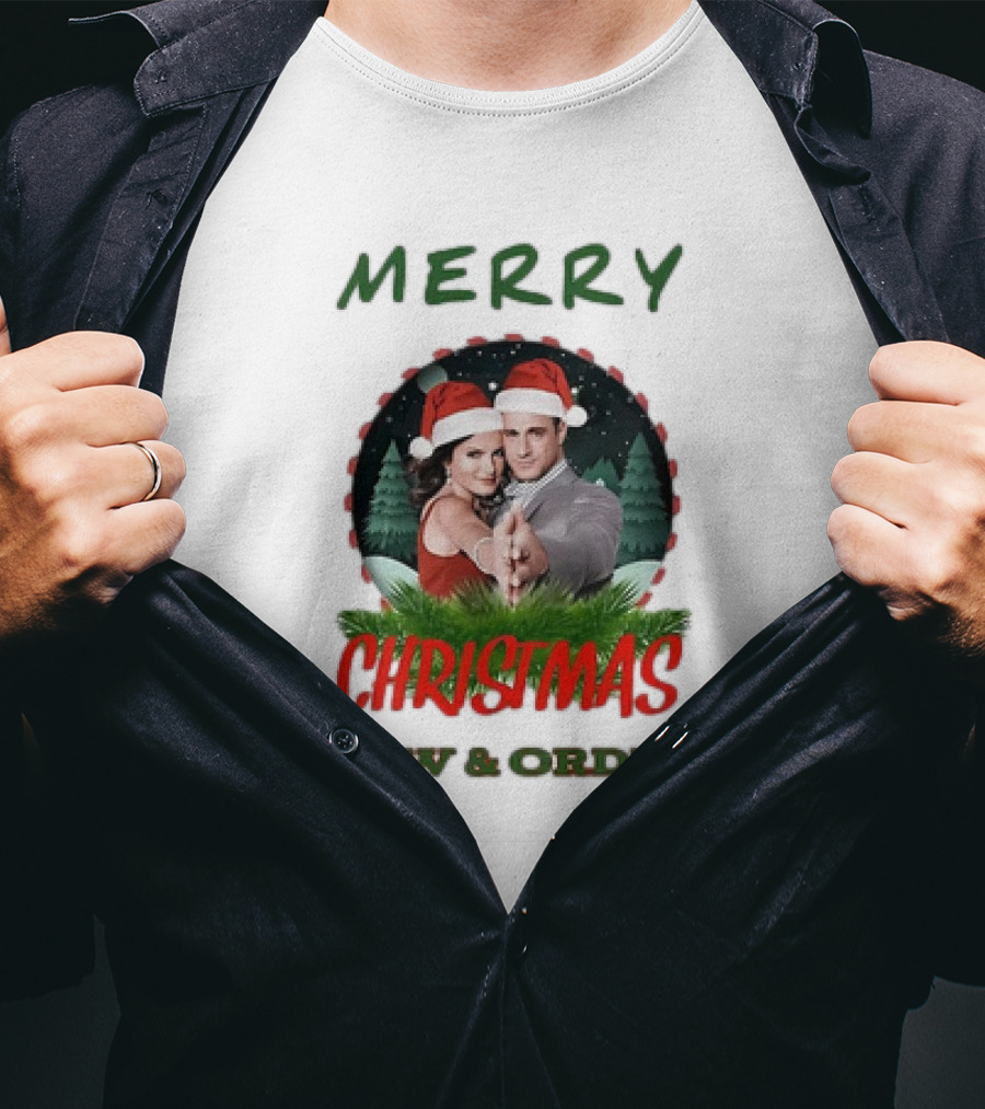 Merry Christmas Law And Order Santa Hats Holiday T-Shirt
