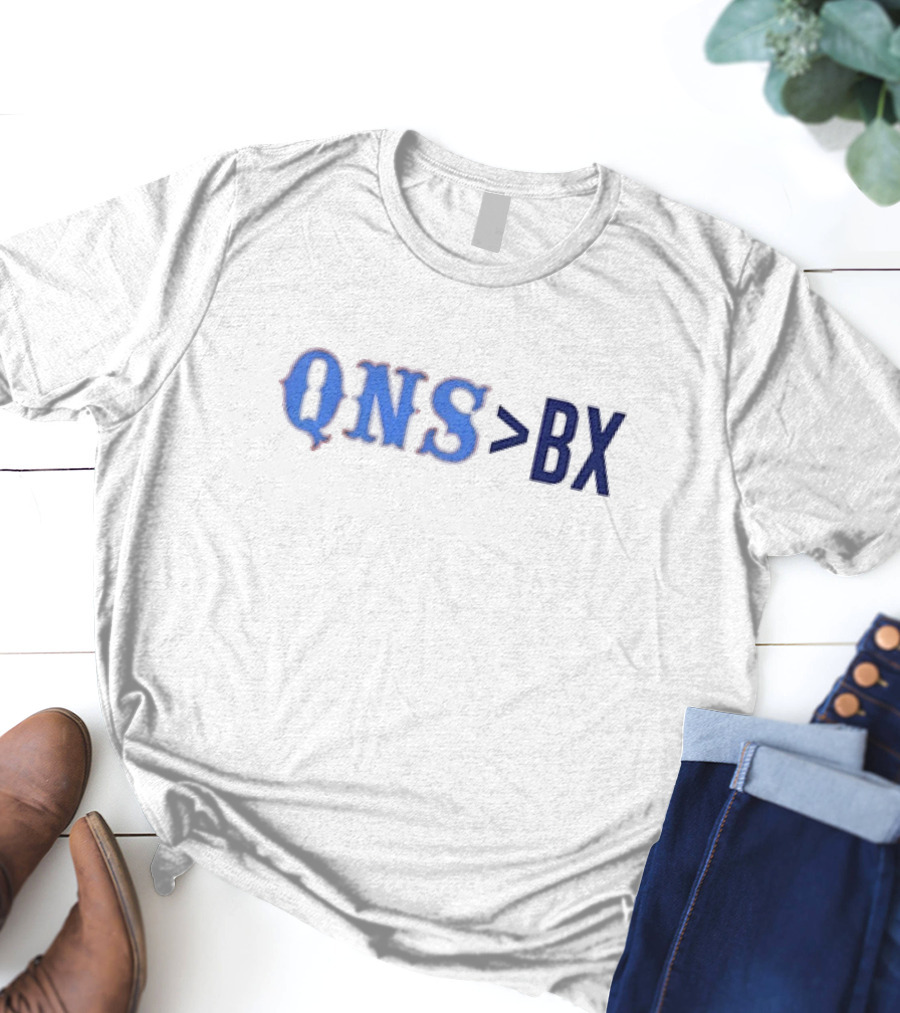 QNS BX Queens Greater Than Bronx Typography T-Shirt