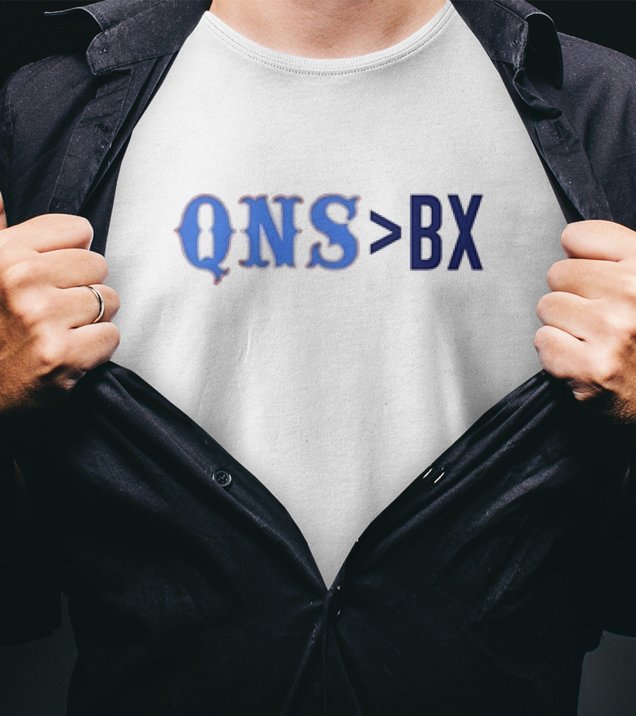 QNS BX Queens Greater Than Bronx Typography T-Shirt