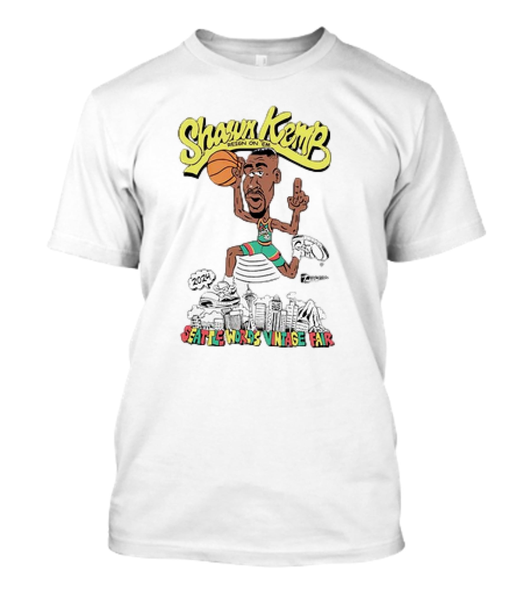 Shawn Kemp Seattle World's Vintage Fair Iconic Basketball T-Shirt