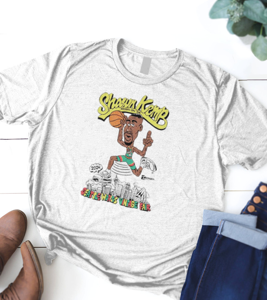 Shawn Kemp Seattle World's Vintage Fair Iconic Basketball T-Shirt