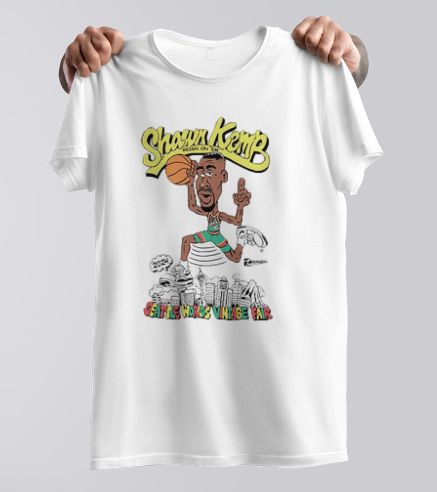 Shawn Kemp Seattle World's Vintage Fair Iconic Basketball T-Shirt
