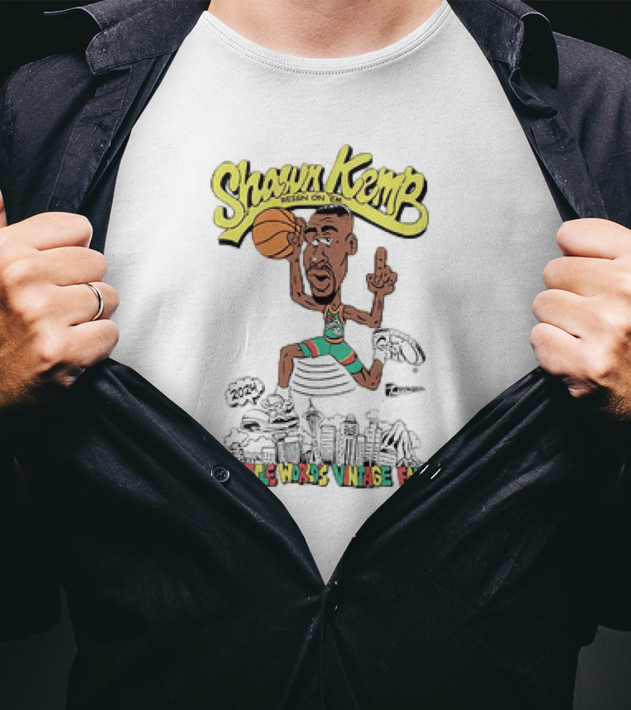 Shawn Kemp Seattle World's Vintage Fair Iconic Basketball T-Shirt