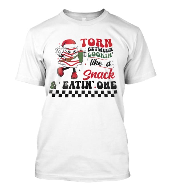 Torn Between Lookin’ Like A Snack And Eatin’ One Christmas Santa Checkered T-Shirt