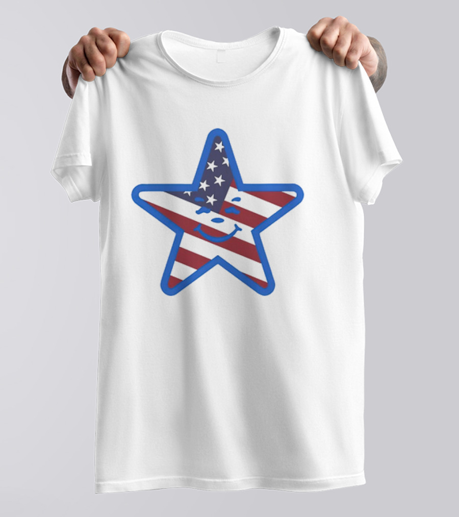 Usa Star Babbitt Revived Patriotic Smiling Star With American Flag T-Shirt